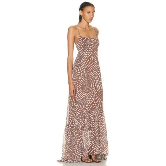 STAUD Florence Dress Clove Wavy Dot - Picture 2 of 8